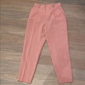 ZARA high waisted pink and white trousers